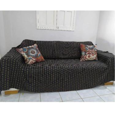 Imagem de Manta Grande Para Sofá Cama 2 E 3 Lugares 2,50x1,80cm Capa De Sofa Gigante 100% Algodão Na Promoção Preto-caramelo
