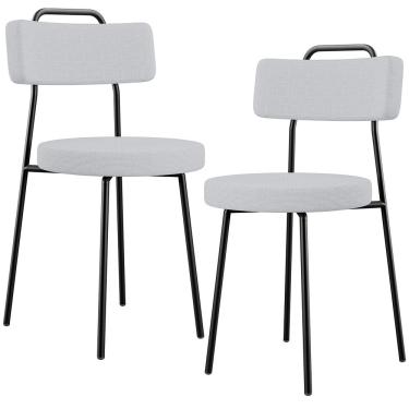 Imagem de Kit 02 Cadeiras Decorativas Estofada Para Sala De Jantar Barcelona L02 Linho Cinza - Lyam Decor