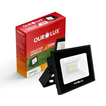 Imagem de Refletor Slim Led 10w Ip65 Branco Frio Holofote Econômico - Ourolux