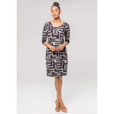 Imagem de Vestido 3/4 Pau a Pique Estampado Preto