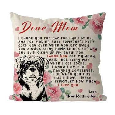 Imagem de Tian Zhun Rottweiler Mom Gifts Fronhas de 45,7 x 45,7 cm Melhor Rottweiler Mom Fronha Rottweiler Presentes Amantes Fazenda Almofadas Interior Sofá Capa de Almofada para Decoração de Sofá de Casa