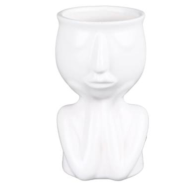 Imagem de Pilipane Vaso de cerâmica para rosto, estilo nórdico, moderno, inovador, rosto, suculenta, para casa, escritório, hotel, mesa, ornamentos (branco)