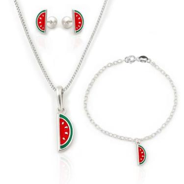 Imagem de Colar Pingente Pulseira Brinco Infantil Prata Original 925 - Lojas La+