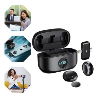 Imagem de Microfone de Lapela Sem Fio 2 in 1 Type C e Lightning REDUCÃO DE RUÍDO