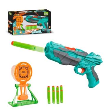 Imagem de Pistola de Brinquedo Verde com Dardos e 10 Alvos, Kit Completo para Diversão Pistolas de Brinquedo para Dardos de Espuma