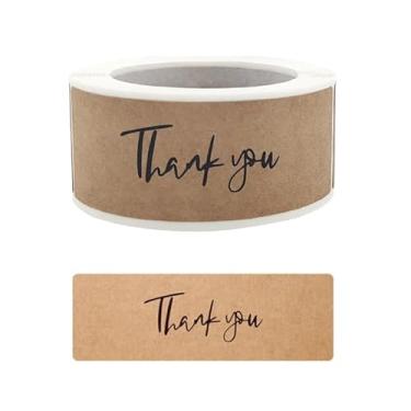 Imagem de 120 peças/rolo de adesivos de agradecimento, etiquetas de papel kraft de 2,5 x 7,6 cm, adesivo forte, para embalagens de pequenas empresas, sacolas de presente, envelopes, produtos feitos à mão