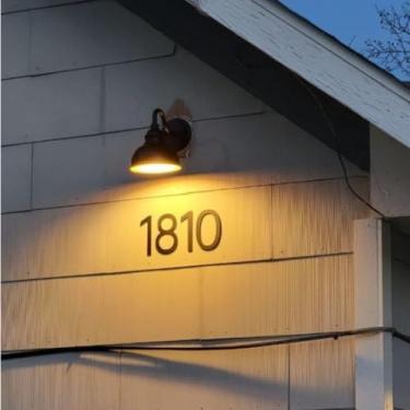 Imagem de Números de casa de acrílico autoadesivos de 15 cm - Números de caixa de correio pretos modernos para casa, apartamento, escritório, quarto de hotel - Fácil instalação (1)