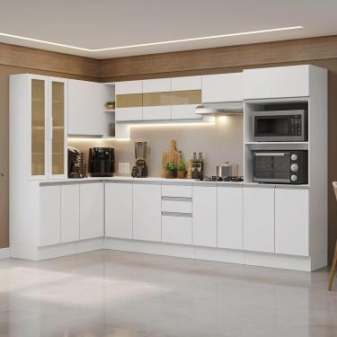 Imagem de Armário De Cozinha Completa De Canto 100% Mdf 447 Cm Smart Madesa 02 Branco