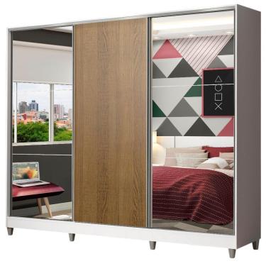 Imagem de Guarda Roupa Juvenil Mdf Madesa Com Espelhos Branco Rustic