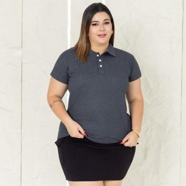 Imagem de Camisa Gola Polo Plus Size Feminina Ótimo Acabamento Tecido Premium - 