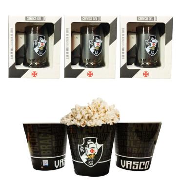 Imagem de Kit 3 Caneca Copo Gel 300Ml Isolante Térmico + Balde Pipoca