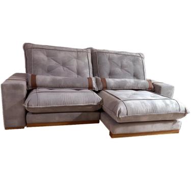 Imagem de Sofá Ibiza Com Molas Ensacadas 4 Lugares Retrátil E Reclinável 250cm Tecido Veludo Zarat Cor Cinza