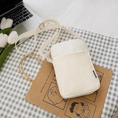 Imagem de Bolsa tiracolo moderna para mulheres – Bolsa de ombro quadrada pequena casual simples com fecho de zíper, Bege, Medium, Mochila casual