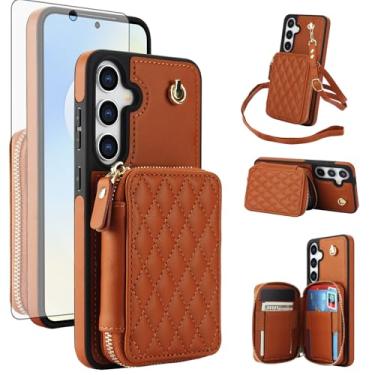 Imagem de Asuwish Capa de celular para Samsung Galaxy S25 FE 5G carteira com protetor de tela de vidro temperado alça de pulso com bloqueio de RFID compartimento para cartão de crédito S 25 EF S25FE 25S 25FE