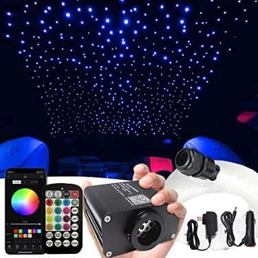 Imagem de FIREWORK Kit de forro de cabeça Starlight, 16W Twinkle RGBW Sensor de som de fibra óptica Luzes de teto estrela para decoração de teto de casa e carro com música + aplicativo + controle remoto 260