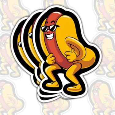 Imagem de Adesivo de cachorro-quente dançante, adesivo de vinil de cachorro-quente engraçado para óculos de sol, à prova d'água para laptop, garrafa de água, caderno, carro, capa de telefone, presente para