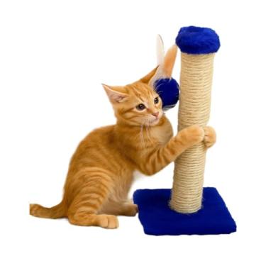 Imagem de Arranhador Para Gatos Com Postes De Sisal E Brinquedo Exclusivo – Ferramenta De Entretenimento(Azul)