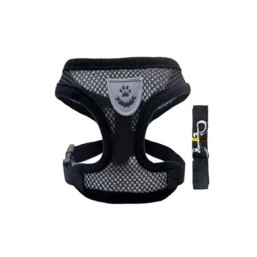 Imagem de Peitoral para cães - Arnês para gatos - malha para todos os climas, design sem puxão, para cães e gatos pequenos e médios - preso com fecho de , fivela e anéis em D duplos