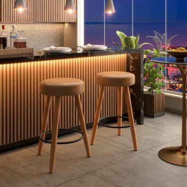 Imagem de Genérico Banqueta Alta para Cozinha e Bar, Estrutura em Madeira e Meta