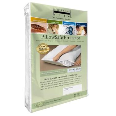 Imagem de Mattress Safe Protetor de travesseiro KleenCover PillowSafe – Padrão 53 x 68 cm, impermeável, hipoalergênico, proteção certificada contra percevejos, barreira protetora respirável contra manchas