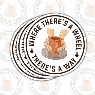 Imagem de 3 adesivos de cerâmica Where There's a Wheel There's a Way, decalques motivacionais de vinil de cerâmica de argila para laptop, caderno, diário, garrafa hidráulica, carro, presente para estudantes