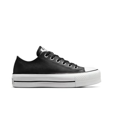 Imagem de Converse Tênis feminino Chuck Taylor All Star Lift plataforma jeans moderno, Preto/Preto/Branco, 34
