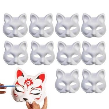 Imagem de Máscaras de papel branco DIY Máscaras faciais para gatos, 10 unidades 