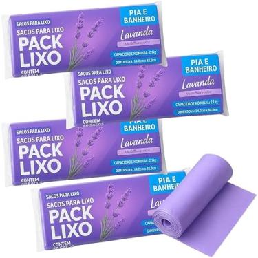 Imagem de Kit 4 Unidades Sacos de Lixo 160 Un (34x38cm) | Lavanda Perfumado Anti Odor para Banheiro e Pia