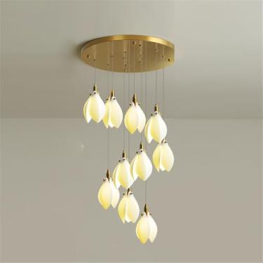 Imagem de Luminária pendente LED contemporânea para duplex, ideal para sala de estar, restaurante, quarto, villa, hotel, com design giratório e 10 lâmpadas (AB)
