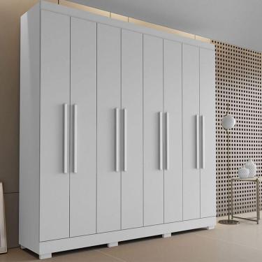 Imagem de Guarda Roupa Casal Ambiente Porto 8 Portas 4 Gavetas Branco Brilho - Aramóveis