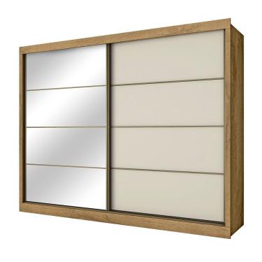 Imagem de Guarda Roupa Sevilha 1 Porta Espelhada 100% Mdf Mademarcs Amêndoa-off White-amêndoa