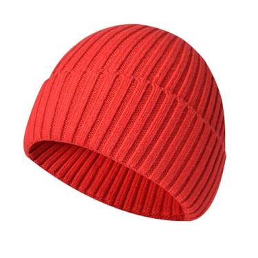 Imagem de Chapéus quentes de inverno para homens/mulheres Gorros de malha Respirável e macio Gorro Chapéus Variedade de cores Aba estendida Gorro de malha grosso, macio e elástico