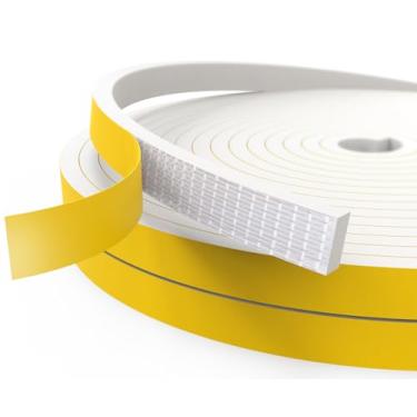 Imagem de Excluidor de rascunho para janelas de portas, 0,9 cm x 0,9 cm x 4,5 m, fita de espuma autoadesiva, tira de vedação contra intempéries para lacuna branca