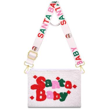 Imagem de ANGLESJELL Bolsa de Natal feminina com contas Grinch Papai Noel árvore de Natal bolsa transversal acessórios de férias roupas presente, Multicor