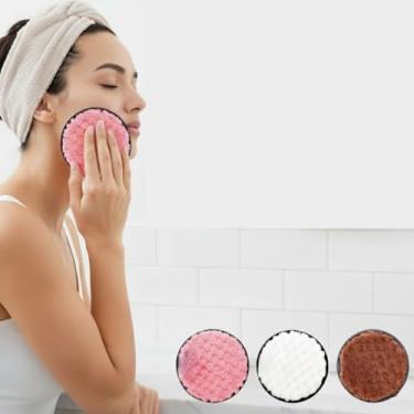 Imagem de Esponja de maquiagem redonda lavável dupla face esponja reutilizável de rosto macio para mistura de base, viagem, uso diário, multicolorido