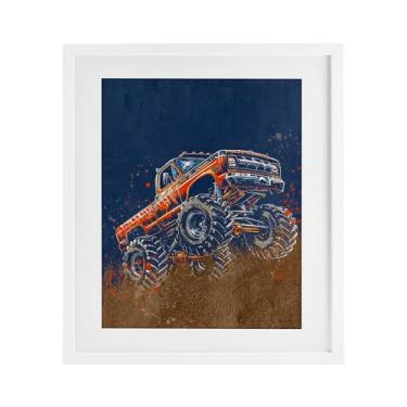 Imagem de Stupell Industries My Jam Monster Truck Impressão emoldurada branca sob vidro, design de Kim Allen, 40,6 x 33,5 cm