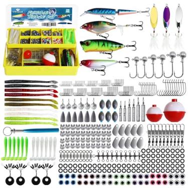 Imagem de 326 peças de iscas de pesca, caixa de equipamento de pesca com equipamento incluído, crankbaits, anzóis, pesos, outros acessórios, kit de equipamento de isca de pesca presente para homens robalo de