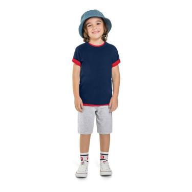 Imagem de Camiseta infantil menino em meia malha Brandili-Azul