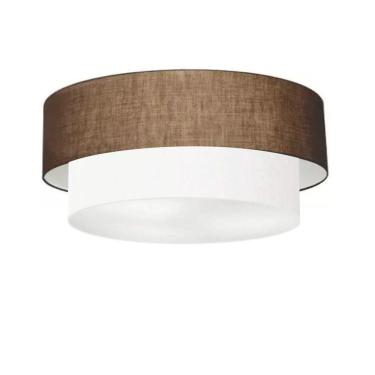 Imagem de Plafon Duplo Cilíndrico Vivare Md-3064 Cúpula Em Tecido 70x60cm - Bivolt Café-branco 127/220v
