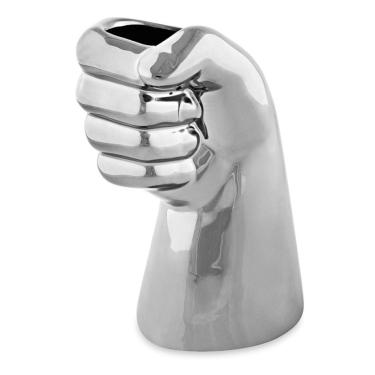 Imagem de Cachepot "Mao" Em Ceramica Prata 16x9 cm M02 - D'Rossi
