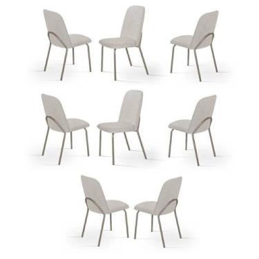 Imagem de Kit 8 Cadeiras de Jantar Aço e Boucle California - Aço Nobre Móveis