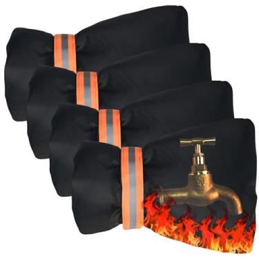 Imagem de KELEFET Torneira de inverno ao ar livre babador torneiras de parede Ouside Covers - 21 cm A x 17 cm L, impermeável e sem geada para proteção contra congelamento de inverno, preto, cinza (preto 4 peças