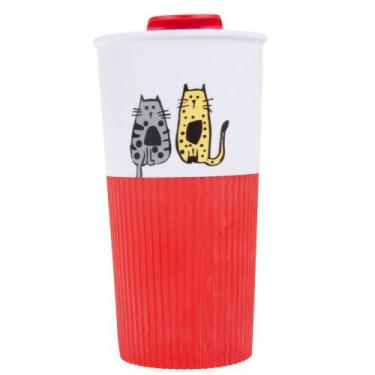 Imagem de Caneca Térmica De Viagem 450 ml Cats Biggdesign, Vermelho