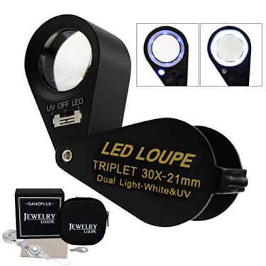 Imagem de 10 x Lupas de Lupa de Joias Lupa LED UV Luz UV 21 mm Acromática Lente Tripla Bolso de Vidro Óptico Joia de Ampliação de Joias, Carimbo Filatelista, Número de Moedas, 30x MAGNIFICATION POWER, 1
