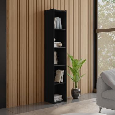 Imagem de Estante Livreiro 4 Prateleiras 185x33 Cm Janaina Preto Reajl Moveis Preto