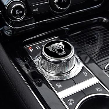 Imagem de AJLOTMO Capa de moldura de painel, acessórios de acabamento, capa de botão de câmbio, decoração, adesivo, emblema compatível com Jaguar XF XE XJ F-Pace (preto-A)