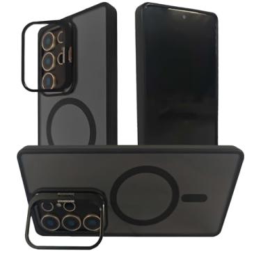 Imagem de Capa para Samsung Galaxy S25 Ultra: Suporte de lente invisível com proteção contra quedas de alta definição Anti-amarelamento. Compatível com carregamento magnético e ultrafino sem fio (preto, S25