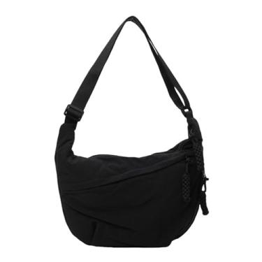 Imagem de Bolsas transversais lona grande capacidade bolinho versátil esportes Hobos mulheres preto