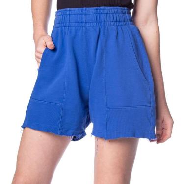 Imagem de Short Feminino Over Surf Moletom Desfiado Azul-Feminino