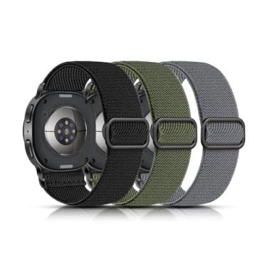 Imagem de Lerobo Pulseiras elásticas compatíveis com Samsung Galaxy Watch 8 de 40 mm e 44 mm/para Galaxy Watch 8 Classic de 46 mm, pacote com 3 pulseiras esportivas de nylon ajustáveis de 20 mm para homens e